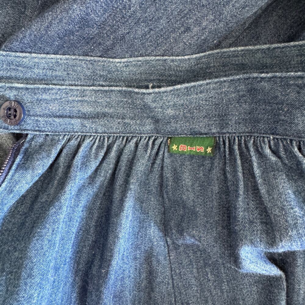 BIS Skirt Womens XS Blue Denim Ruffle Tier Prairie Full Midi Pockets Vintage 80s - Picture 11 of 12